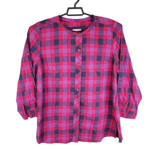 Womens Fashion Bug Blouse Shirt Button Up 100% Cotton Long Sleeve Size 1X